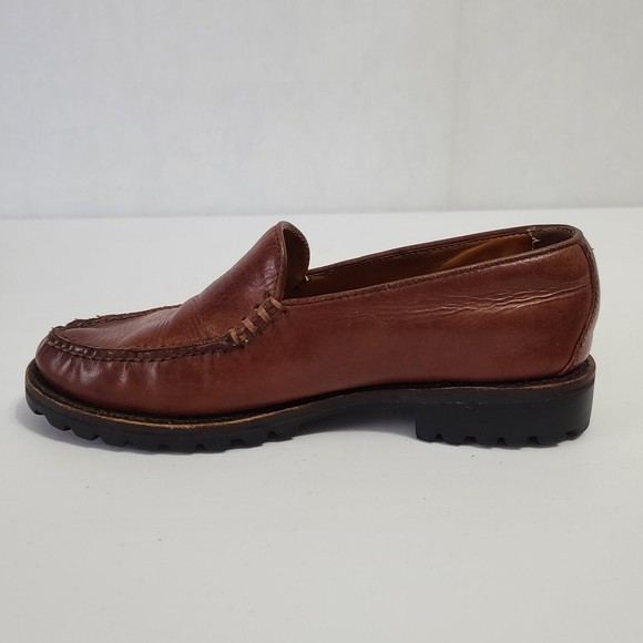 Cole Haan Brown Leather Moc Toe Slip On Loafer Shoes Women's Size 7 B - Picture 9 of 16